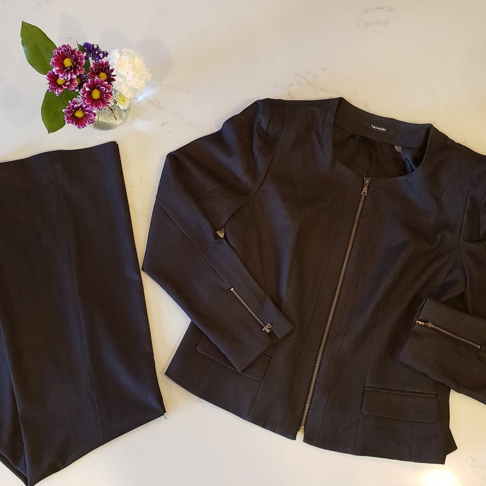 Size 12 Tahari Dark Gray Suit